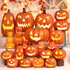 Light-Up Pumpkin Lantern Halloween Scene Decorations Fabric Items