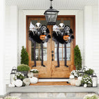 Halloween Hanging Front Door Decor Spooky Pumpkin Wreath