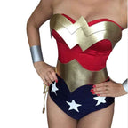 Wonder women Costume Set Bodysuit with bra Cosplay Halloween