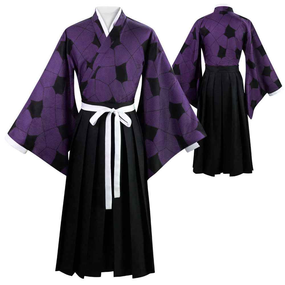Anime Demon Kokushibou Cosplay Costume Role Cloak Outfit Uniform