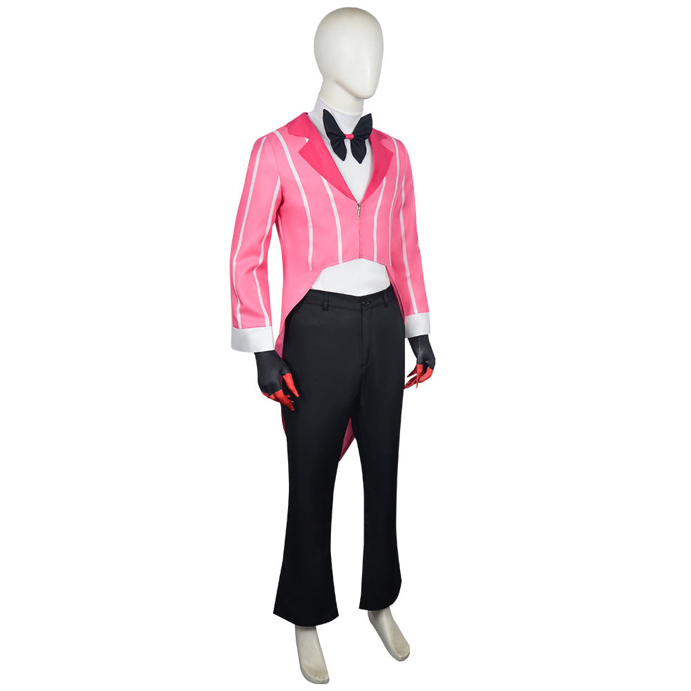 Hazbin Hotel Alastor Cosplay Costume Signature Red Pinstripe Tailcoat Full Set