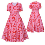 Zootopia 2 Lulu Inspired "GG" Pattern Pink Dress Cosplay Costume