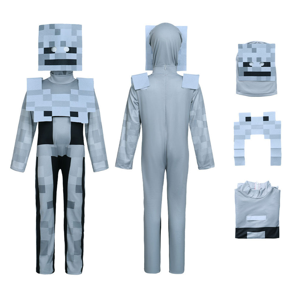 Minecraft Skeleton Jumpsuit Cosplay Costume Carnival Suit