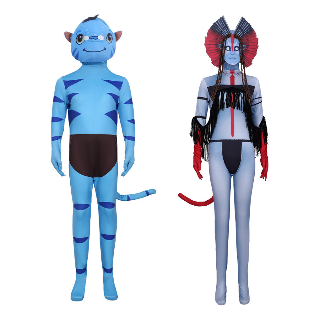 Avatar 3 Na'vi Ash People Cosplay Costume Fire Jumpsuit with Tail Women