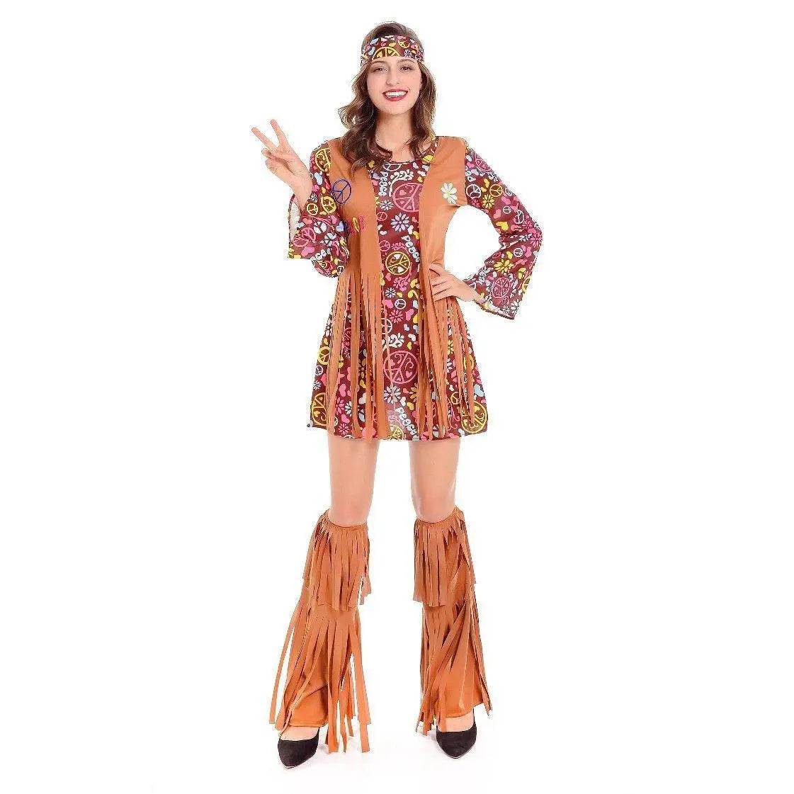 Adult Peace and Love Hippie Costume Party Halloween Women's Tassel - Azufun