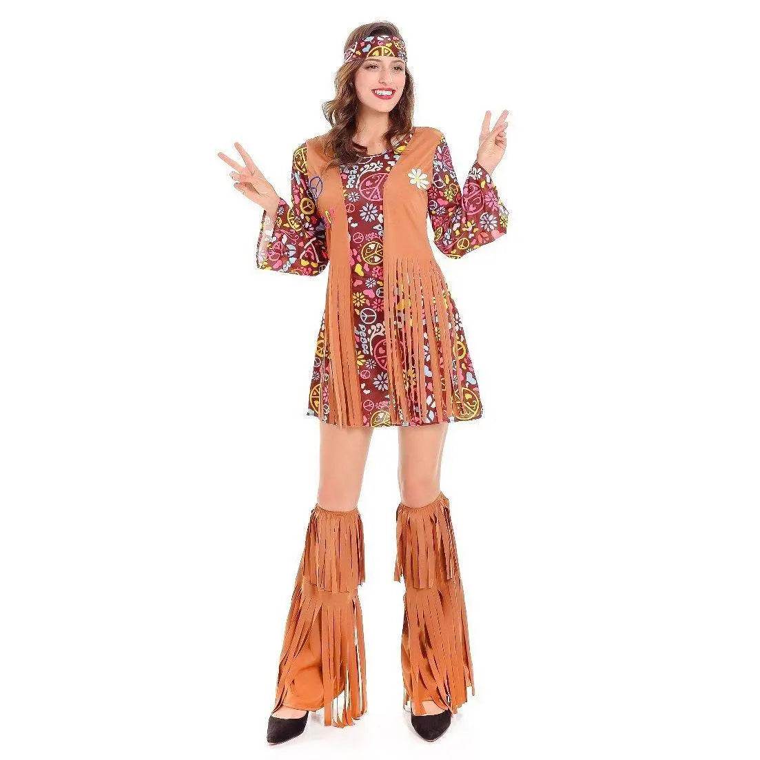Adult Peace and Love Hippie Costume Party Halloween Women's Tassel - Azufun