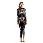 Adult Skeleton Print Zentai Jumpsuit Halloween Cosplay Costume - Azufun