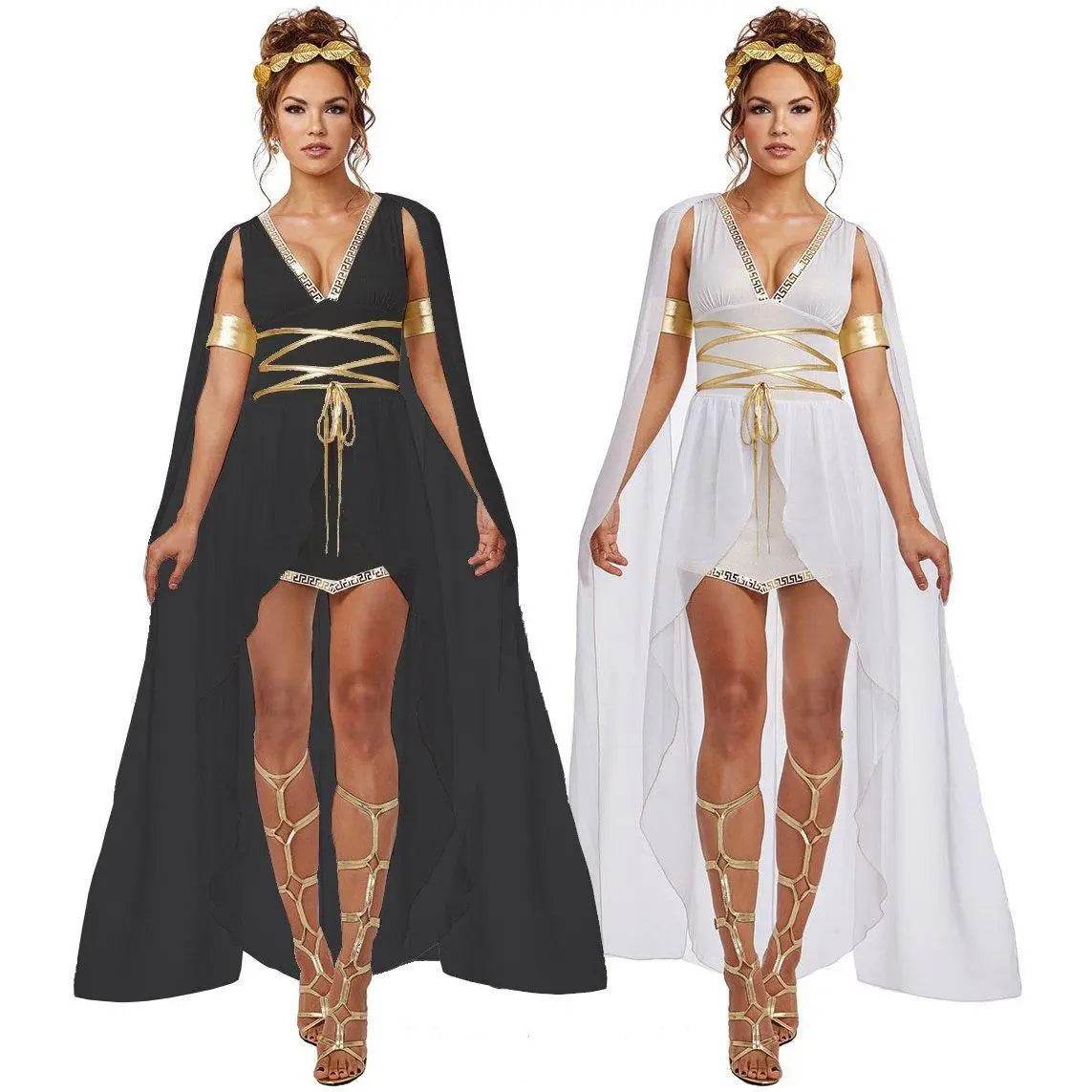 Ancient Greek Goddess Cleopatra Athena Cosplay Costume Medieval Dress - Azufun