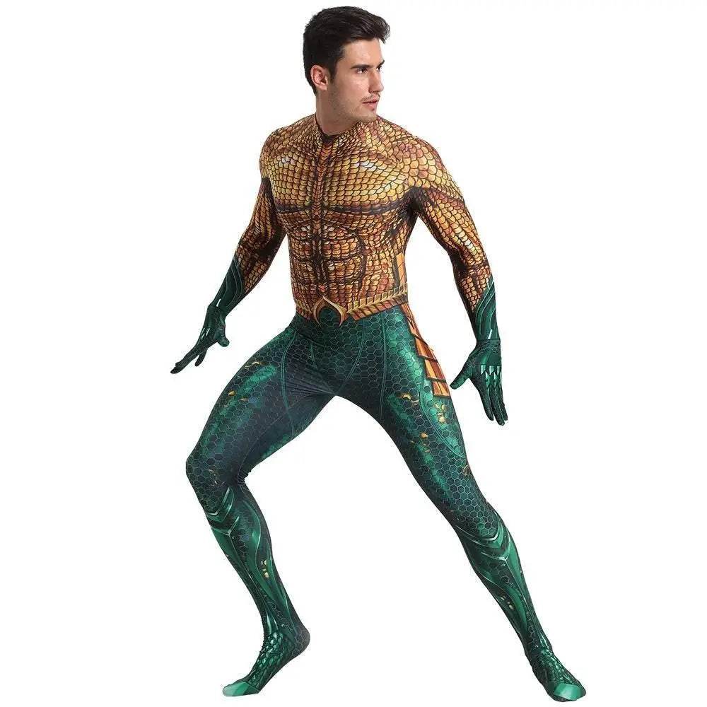 Aquaman 2 Costume Arthur Cosplay Bodysuit Halloween Fancy Cosplay Carnival Suit - Azufun