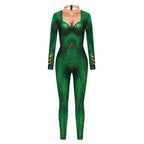 Atlanna Queen Aquaman Cosplay Costume Jumpsuit Halloween Sequined Catsuit Party Zentai - Azufun