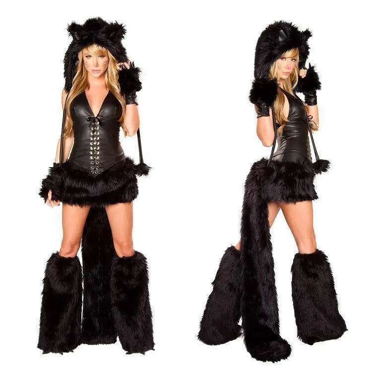 Catwomen Furry Animal Bear Cosplay Costume Halloween Fancy Dress - Azufun