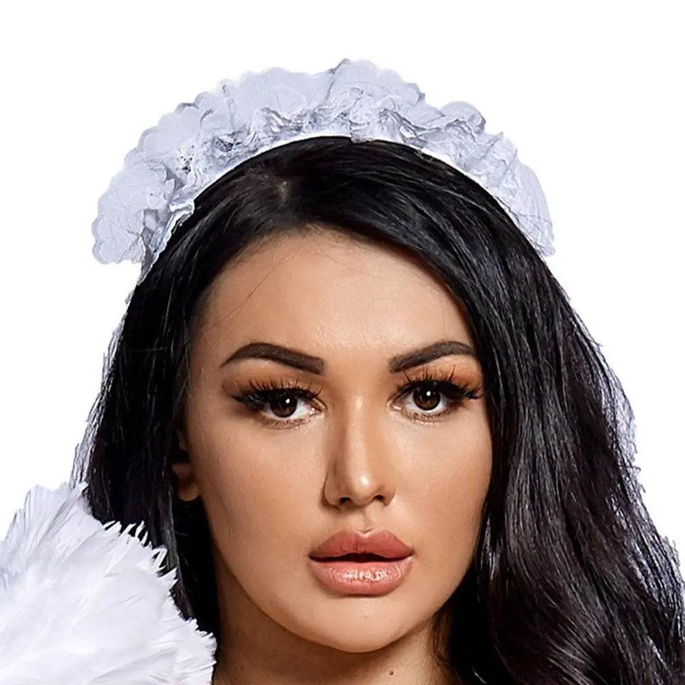 Black and white suspenders Japanese style maid Costume work clothes housekeeper lace short skirt - Azufun