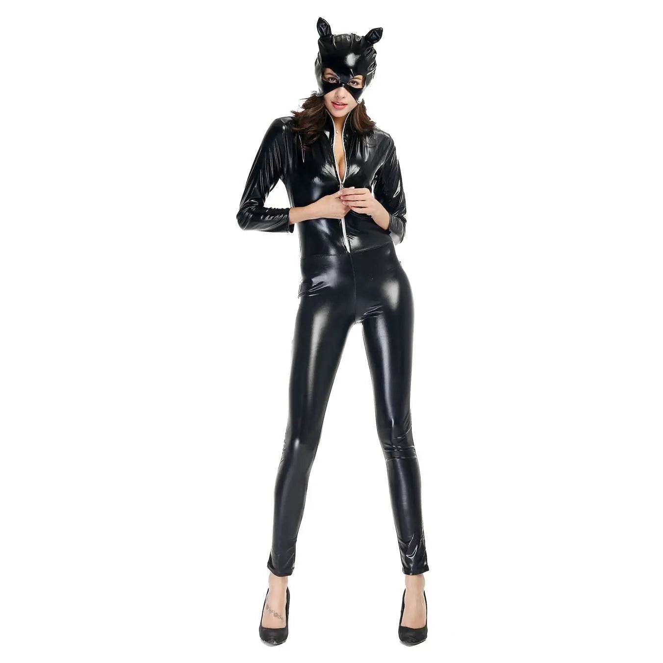 Catwoman masked heroine costume One-piece Jumpsuit Zentai Halloween - Azufun