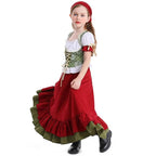 Children's Farm Oktoberfest Halloween Costume Wine Red Dance Skirt Outfit - Azufun