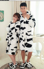 Cow Pajamas Winter Warm Onesies Coral Fleece Hoodie Kigurumi Robe - Pajamasbuy
