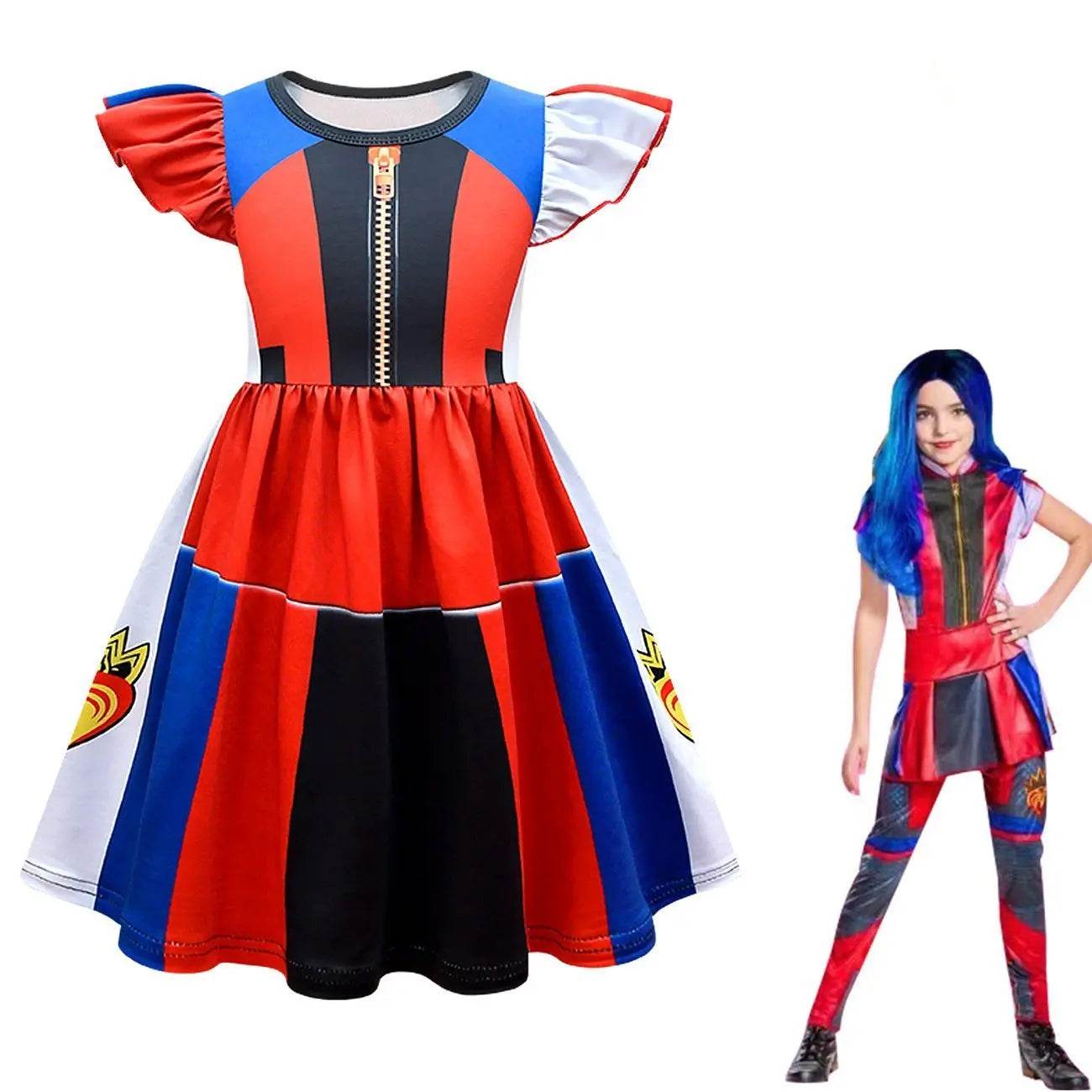 Descendants 3 Costume A-line skirt with flying sleeves Cosplay Dress - Azufun