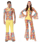 Disco 70s Fancy Dress Retro hip-hop hippie Couple Stage Costumes Halloween - Azufun