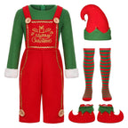 Elf Costume for Girls Boy Kids Christmas Party Dress Outfit - Azufun