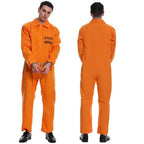 Escaped Prisoner Costume Cosplay Party Jumpsuit Uniform Suit Halloween For Men Women - Azufun