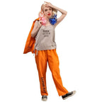 Escaped Prisoner Costume Cosplay Party Jumpsuit Uniform Suit Halloween For Men Women - Azufun