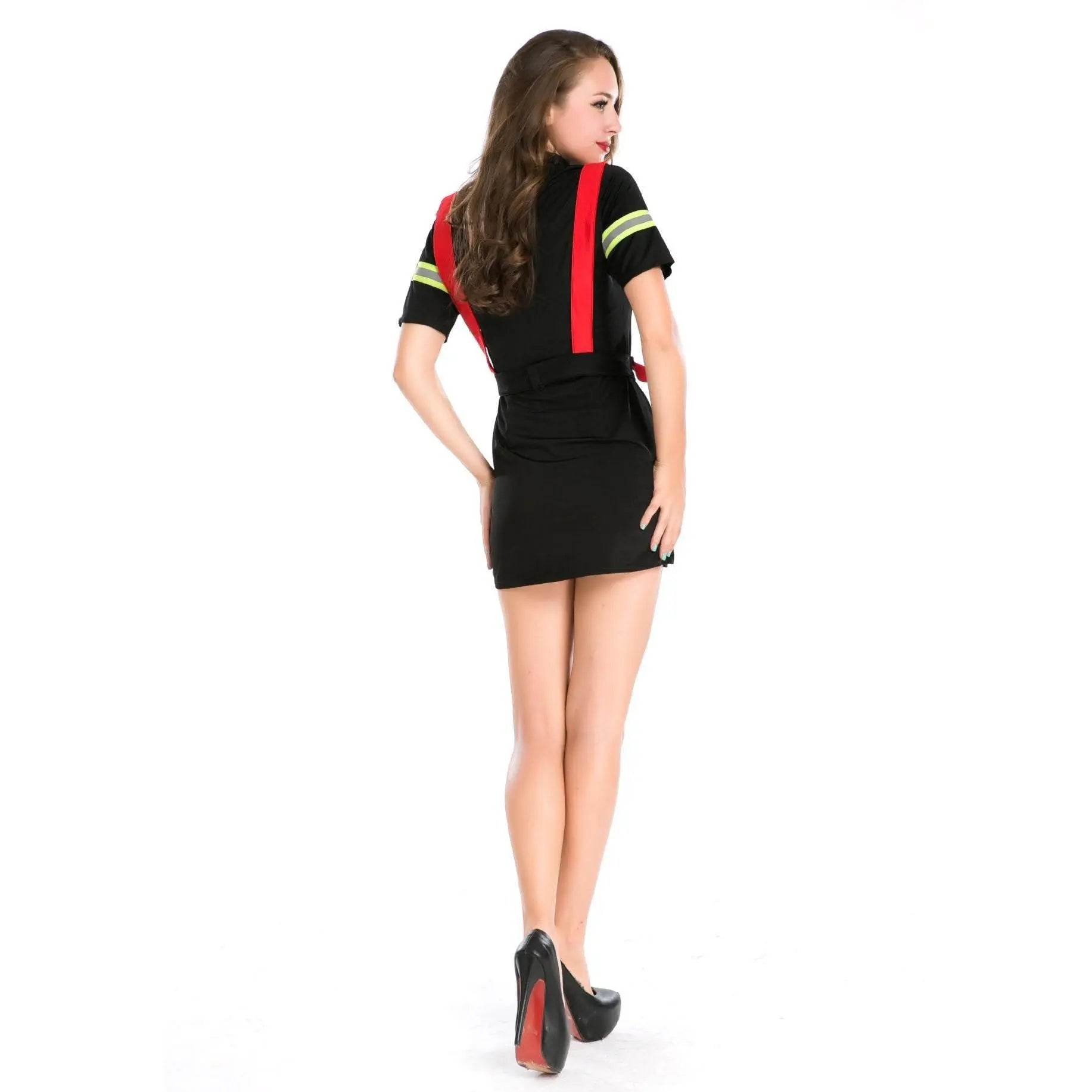 Female Firefighter Fancy Dress Party Costume - Azufun