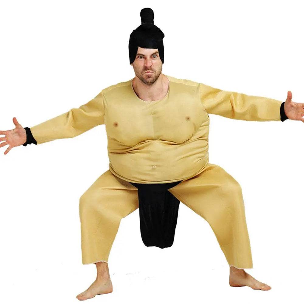 Funny Sumo Costume Halloween Party Cosplay Fat Wrestler Suit - Azufun