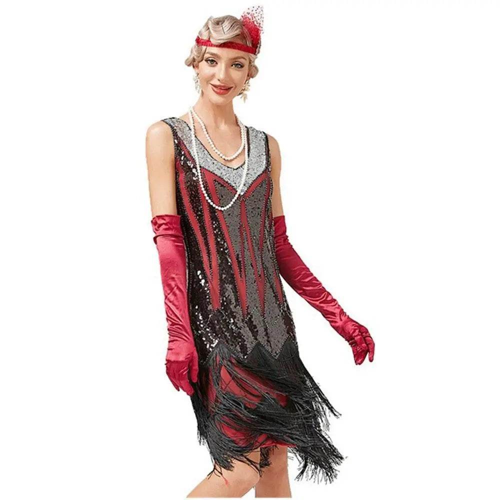 Gatsby 1920s Party Fringe Flapper Dress Retro Costume - Azufun