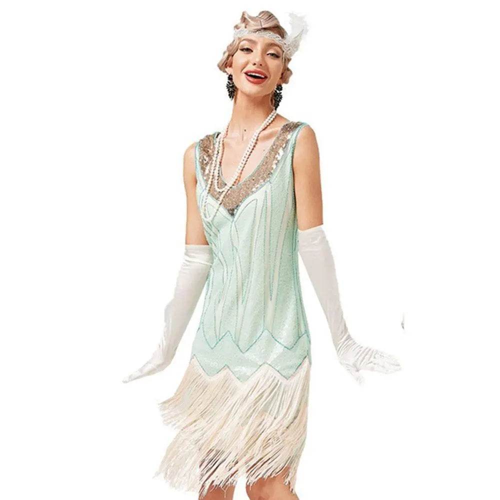 Gatsby 1920s Party Fringe Flapper Dress Retro Costume - Azufun