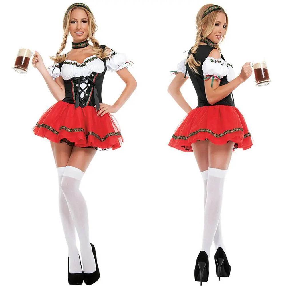 German Oktoberfest Outfit Beer Uniform Maid Cosplay Costume Fancy Dress - Azufun