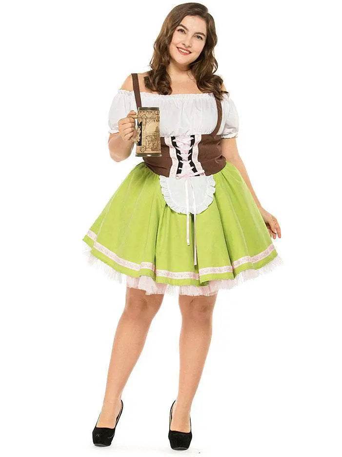 German Oktoberfest Outfit Halloween Plus Size Dress Women Cosplay Costume - Azufun