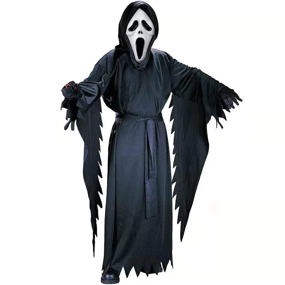 Ghost Face Bleeding Scream Zombie Cosplay Costume Halloween Party Outfit Dress Up For Adult Kids - Azufun