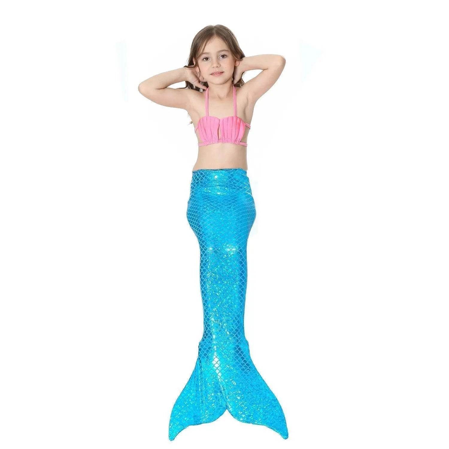 Girls Kids Mermaid Tail Swimwear Bikini Set Swimsuit Swimming Costume - Azufun