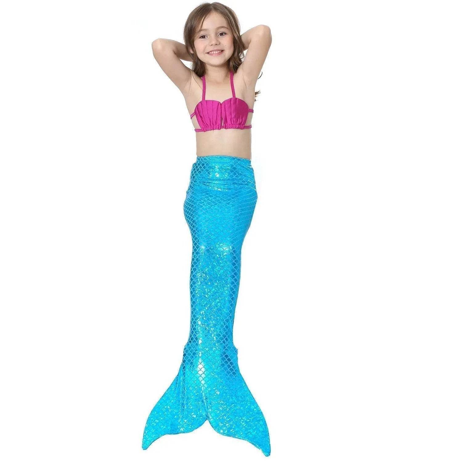 Girls Kids Mermaid Tail Swimwear Bikini Set Swimsuit Swimming Costume - Azufun