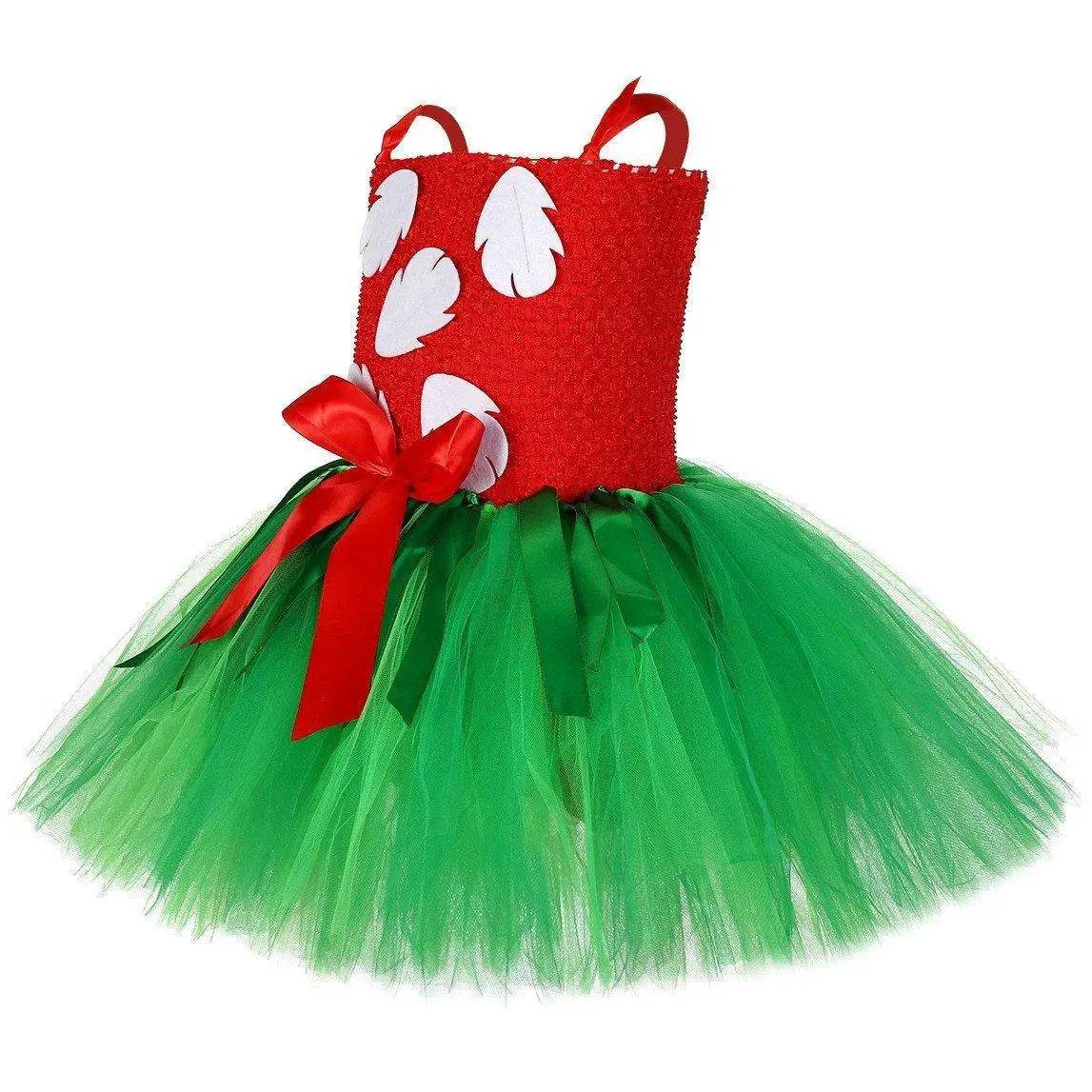 Girls Tutu Dreams Hawaii Lilo Costume with Tropical Fern Leaf Headband - Azufun