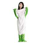 Green Dinosaur Animal Sleeping Bag Loose Onesies Pajamas Adult Super Soft Fleece Hoodie - Azufun
