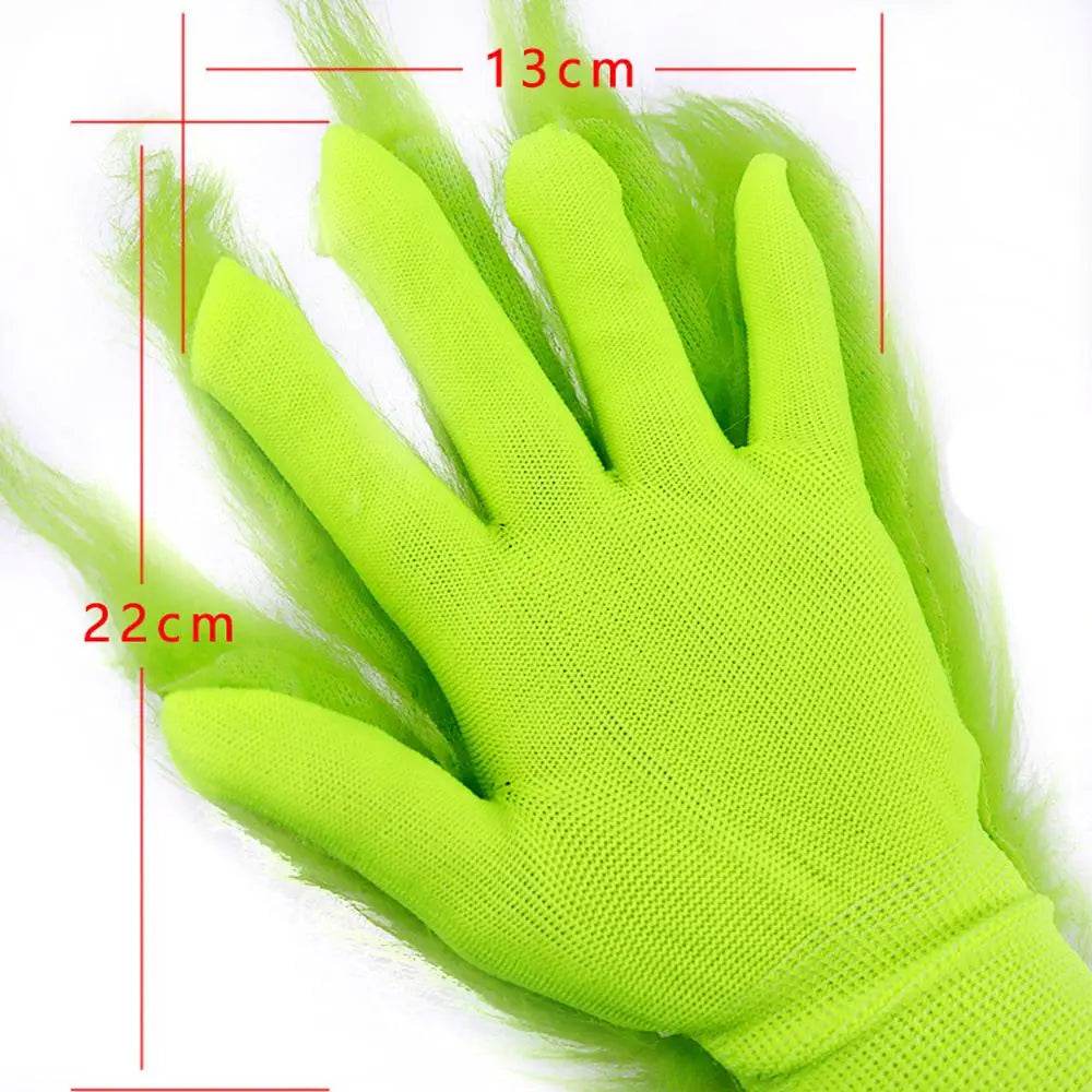 Green The Grinch Christmas Costumes Gloves - Azufun