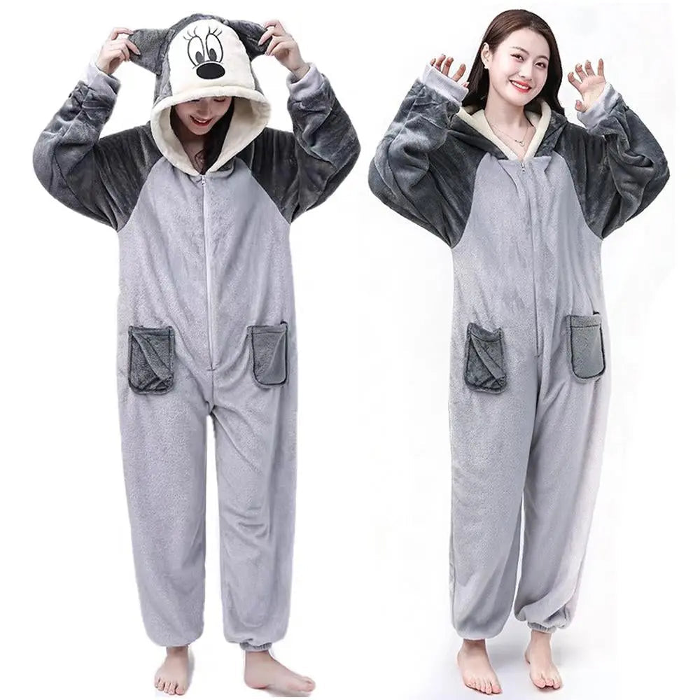 Grey Mickey Kigurumi Onesie Pajamas for Adults|?PajmasBuy