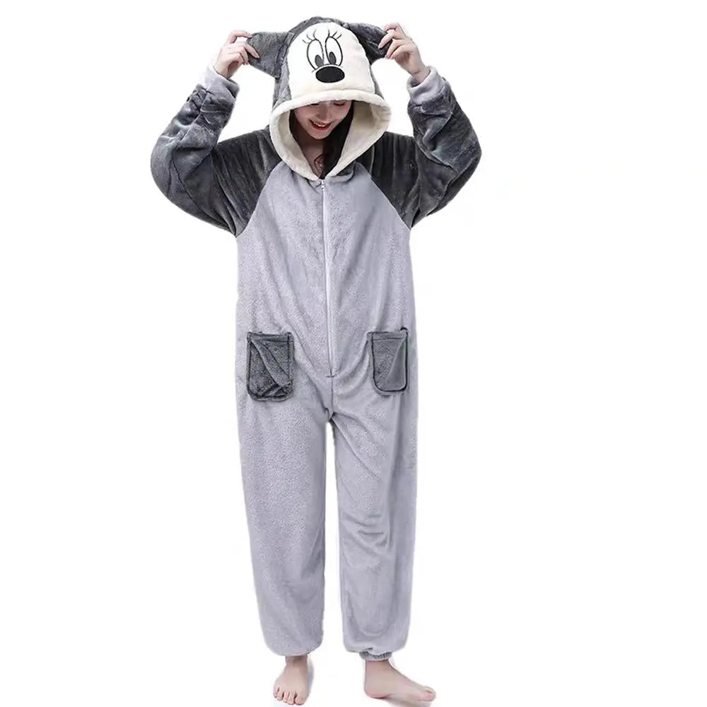 Grey Mickey Kigurumi Onesie Pajamas for Adults|?PajmasBuy