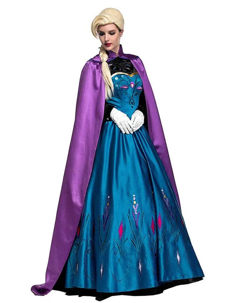 Halloween Adult Snow Queen Anna Cosplay Costume Dress - Azufun