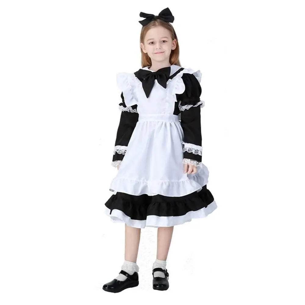 Halloween Alice Dress Girl's Princess Costume Maid Dress for kids - Azufun