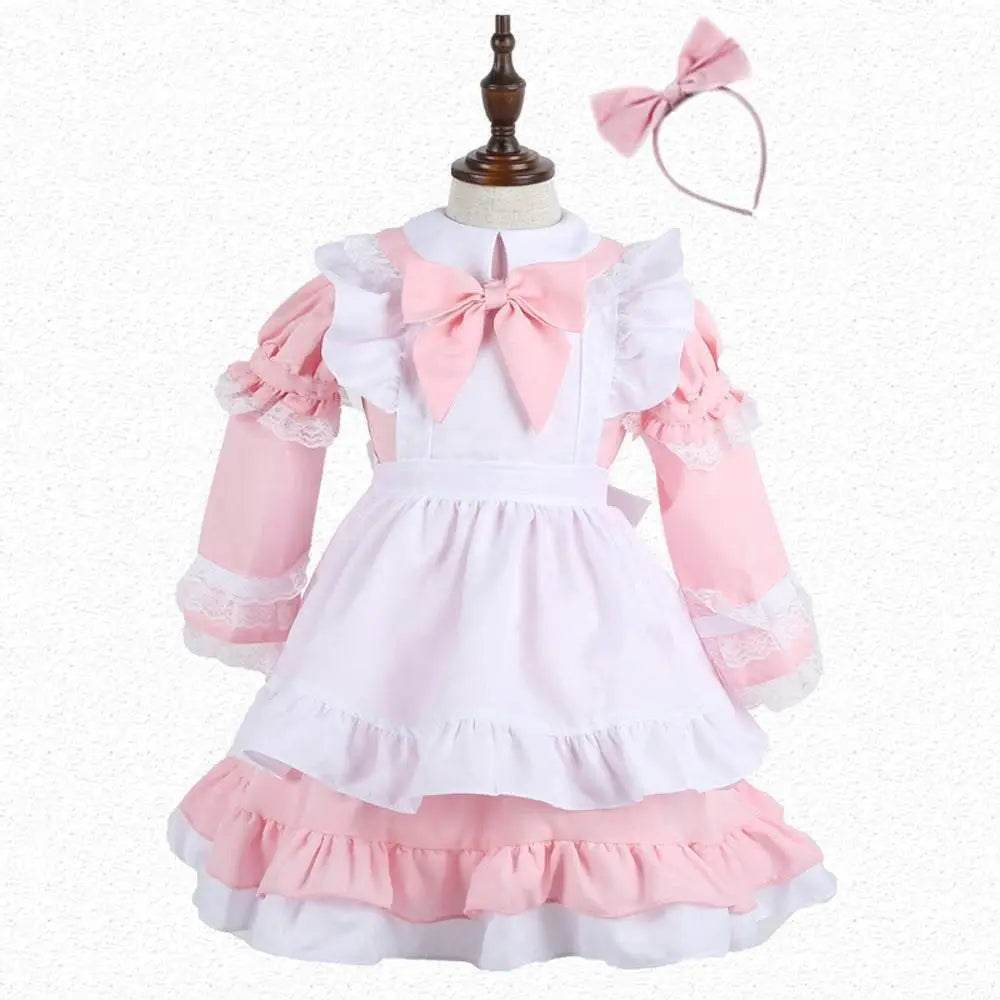 Halloween Alice Dress Girl's Princess Costume Maid Dress for kids - Azufun