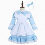 Halloween Alice Dress Girl's Princess Costume Maid Dress for kids - Azufun