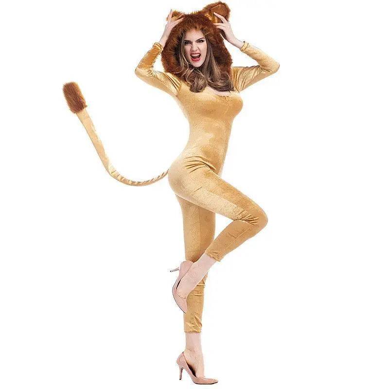 Halloween Animal Leo Lion Performance Cosplay Costume for Women - Azufun