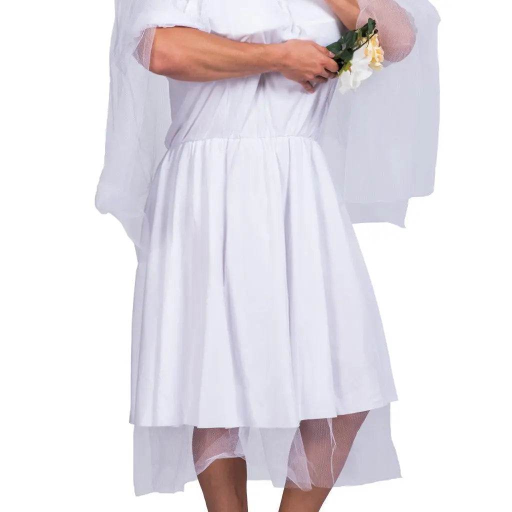 Halloween Wedding Dress Costumes White Bride Funny Party Adult Wedding Suit Party Outift for Men - Azufun