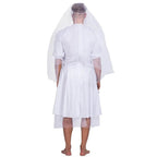 Halloween Wedding Dress Costumes White Bride Funny Party Adult Wedding Suit Party Outift for Men - Azufun