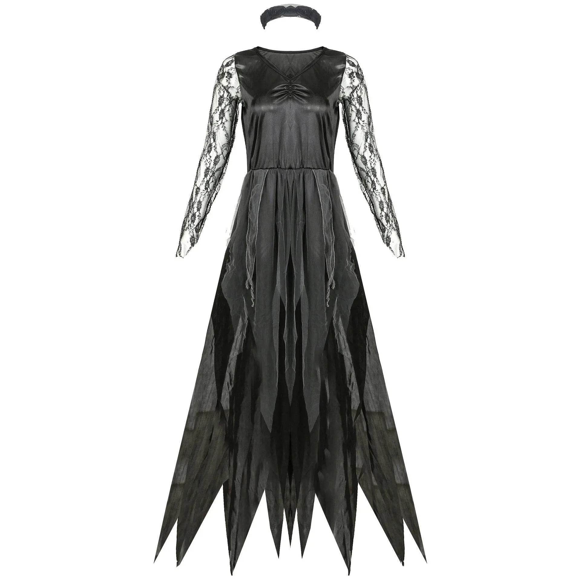 Halloween vampire dress gauze ghost bride costume cosplay stage play female zombie dress uniform - Azufun