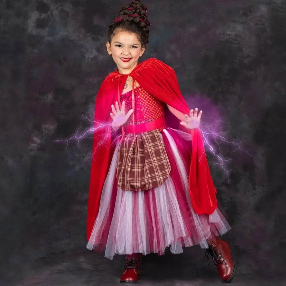 Hocus Pocus Sanderson Winifred Sarah Mary Costume sisters Tutu Dress for kids Girl Halloween Party Gift - Azufun