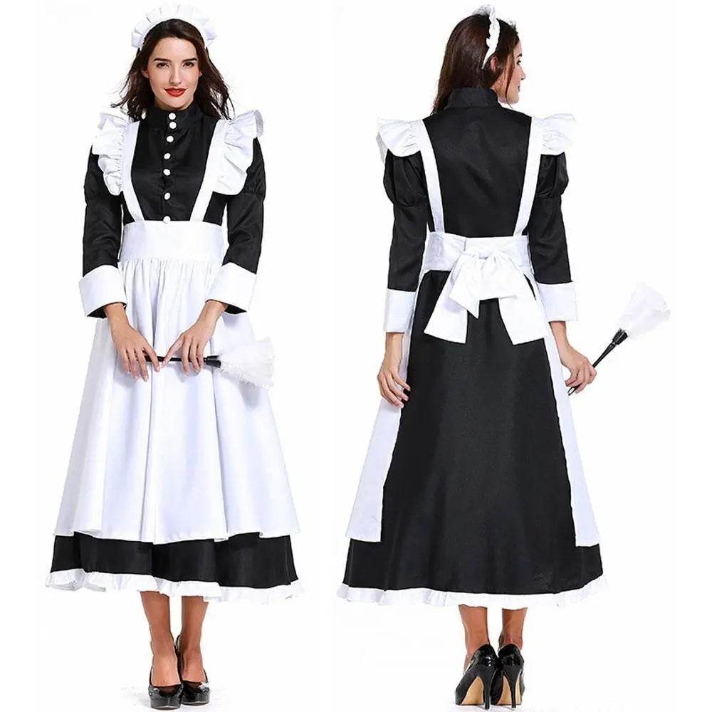 Housekeeper French maid costume German maid costume black and white long skirt unisex - Azufun