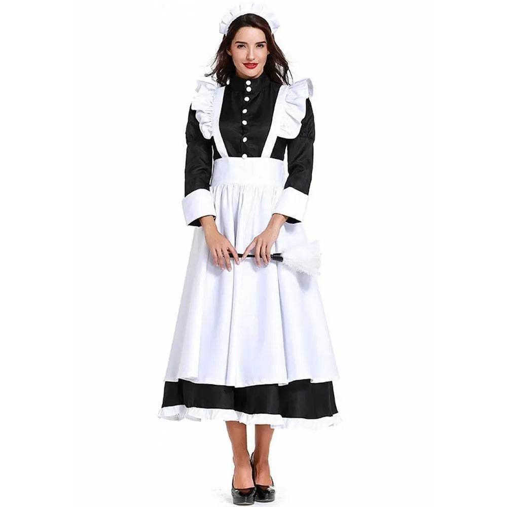 Housekeeper French maid costume German maid costume black and white long skirt unisex - Azufun