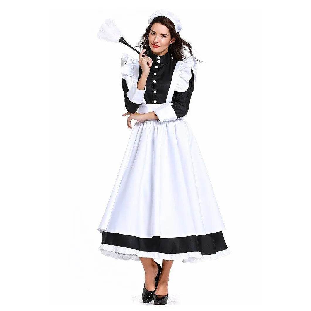 Housekeeper French maid costume German maid costume black and white long skirt unisex - Azufun
